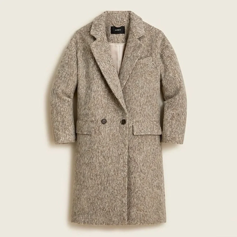 J. Crew Neutral Taupe Textured Double-Breasted Pea Coat - Picture 3 of 9